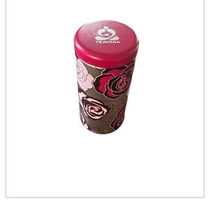 Teavana Pink and Brown Floral Canister